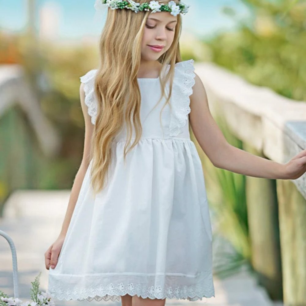 Ruffled Angel Eyelet Lace Dress size 8